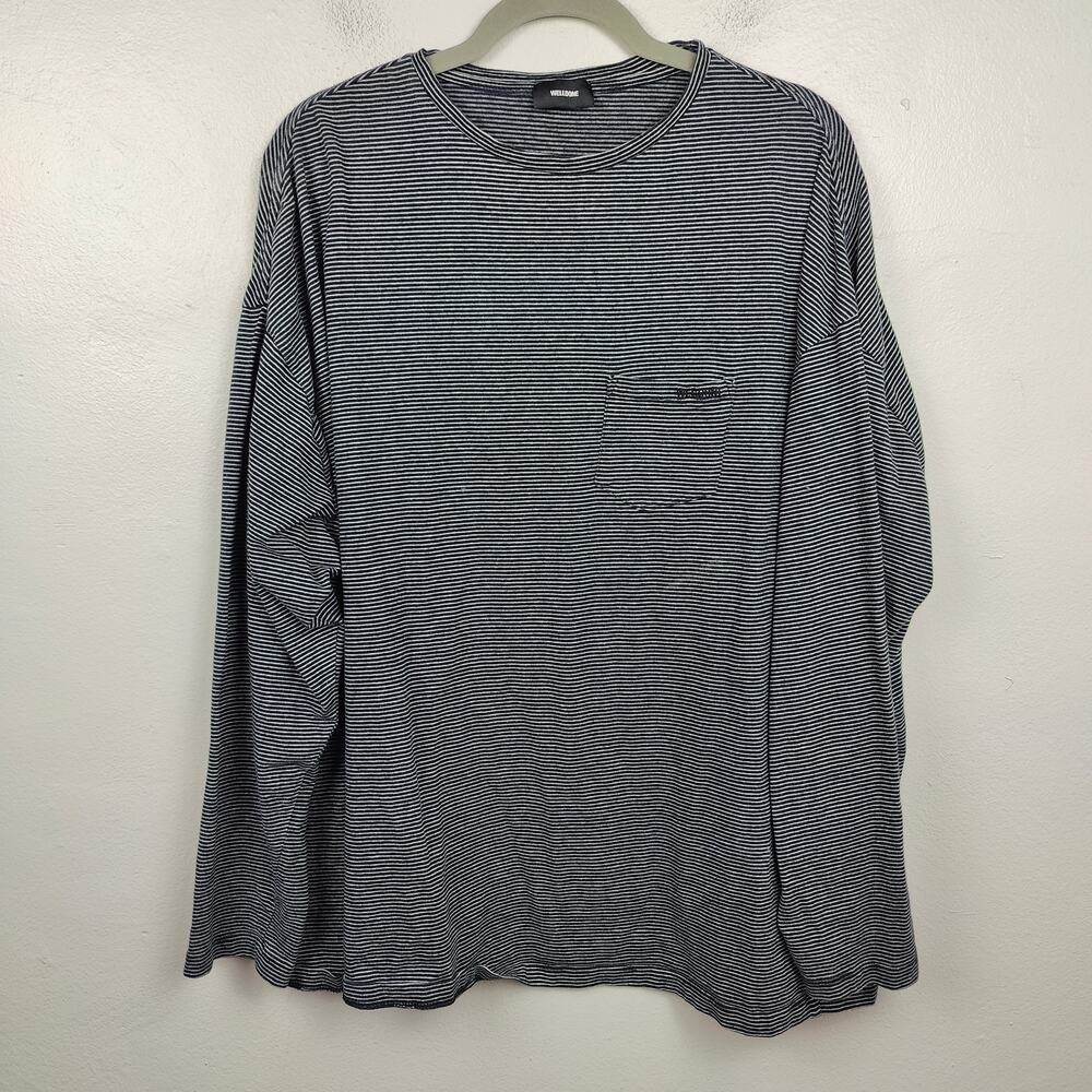 We11done T-Shirt Mens One Size Fits Most Black White Stripe Pocket‎ Streetwear